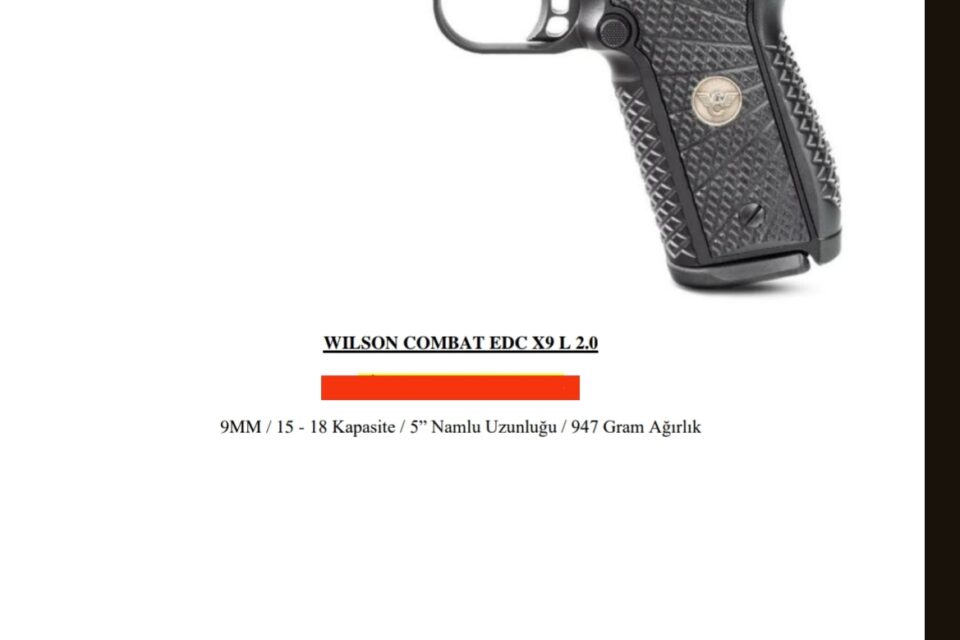 Satılık TABANCA – Wilson Combat EDC X9 2.0 – 9mm (9x19mm) – Taşıma Ruhsatlı – Ankara – İlan 13931 – Görsel 13932