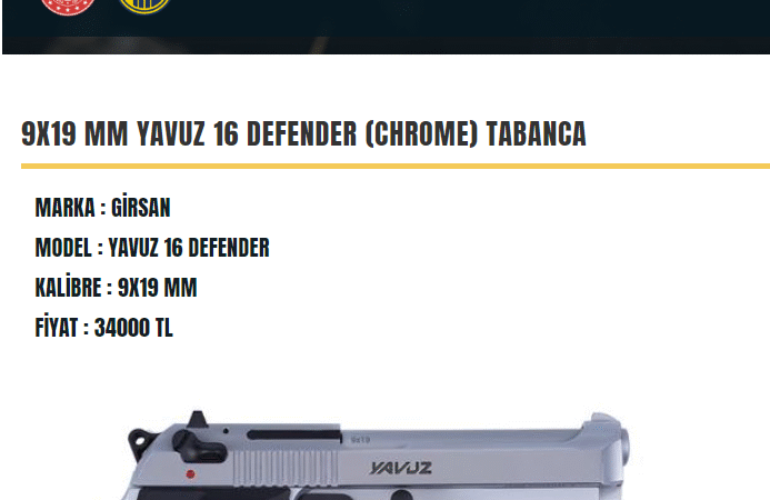 Satılık TABANCA – Yavuz 16 – 9mm (9x19mm) – Taşıma Ruhsatlı – Eskişehir – İlan 13631 – Görsel 13636