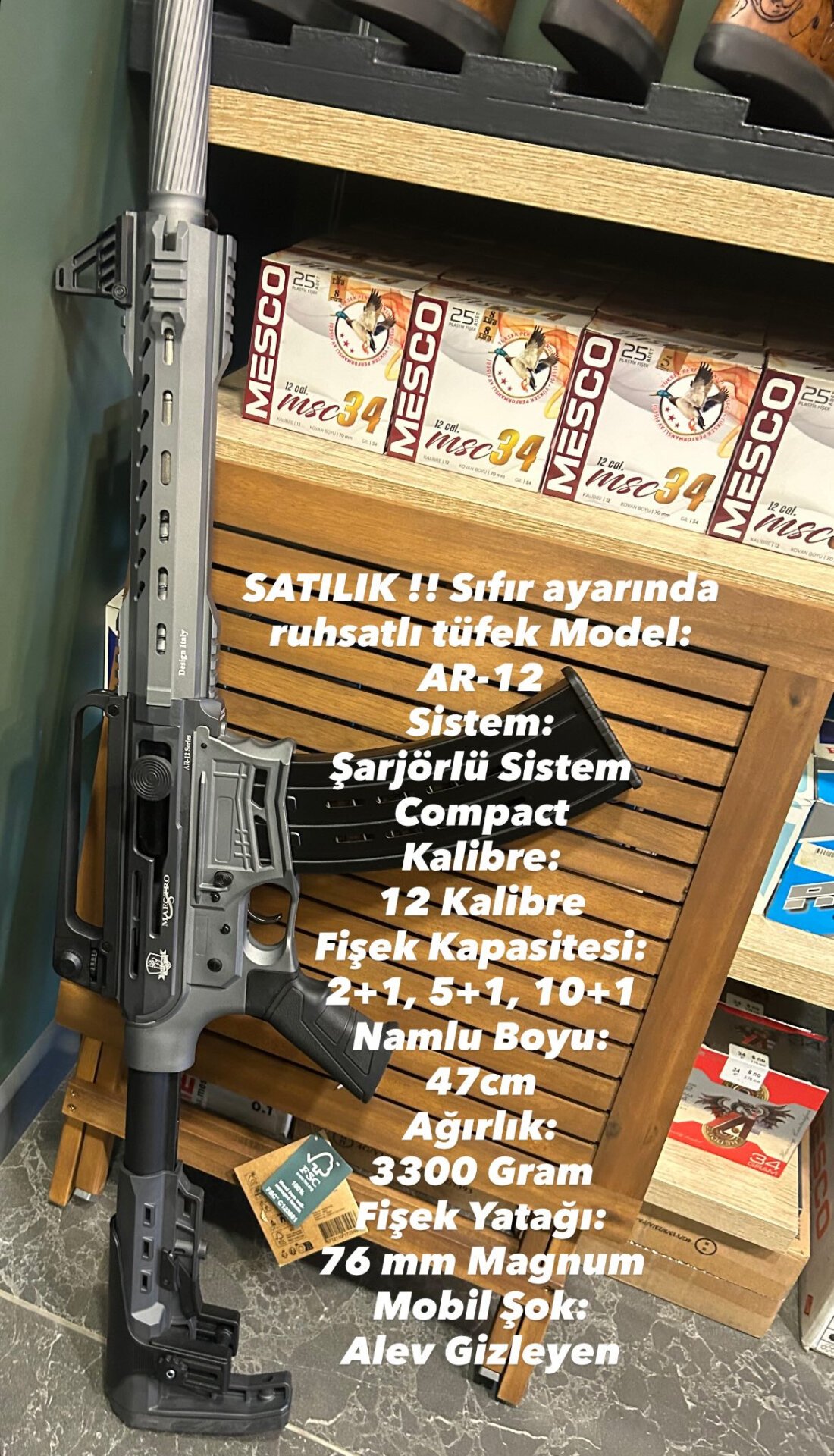 Satılık YİVSİZ TÜFEK – Maestro AR-12 – 12 Kalibre – Kocaeli – İlan 18331 – Görsel 18332