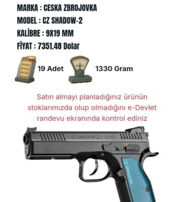 Satılık TABANCA – CZ Shadow 2 – 9mm (9x19mm) – Taşıma Ruhsatlı – Diyarbakır – İlan 18713 – Görsel 18714