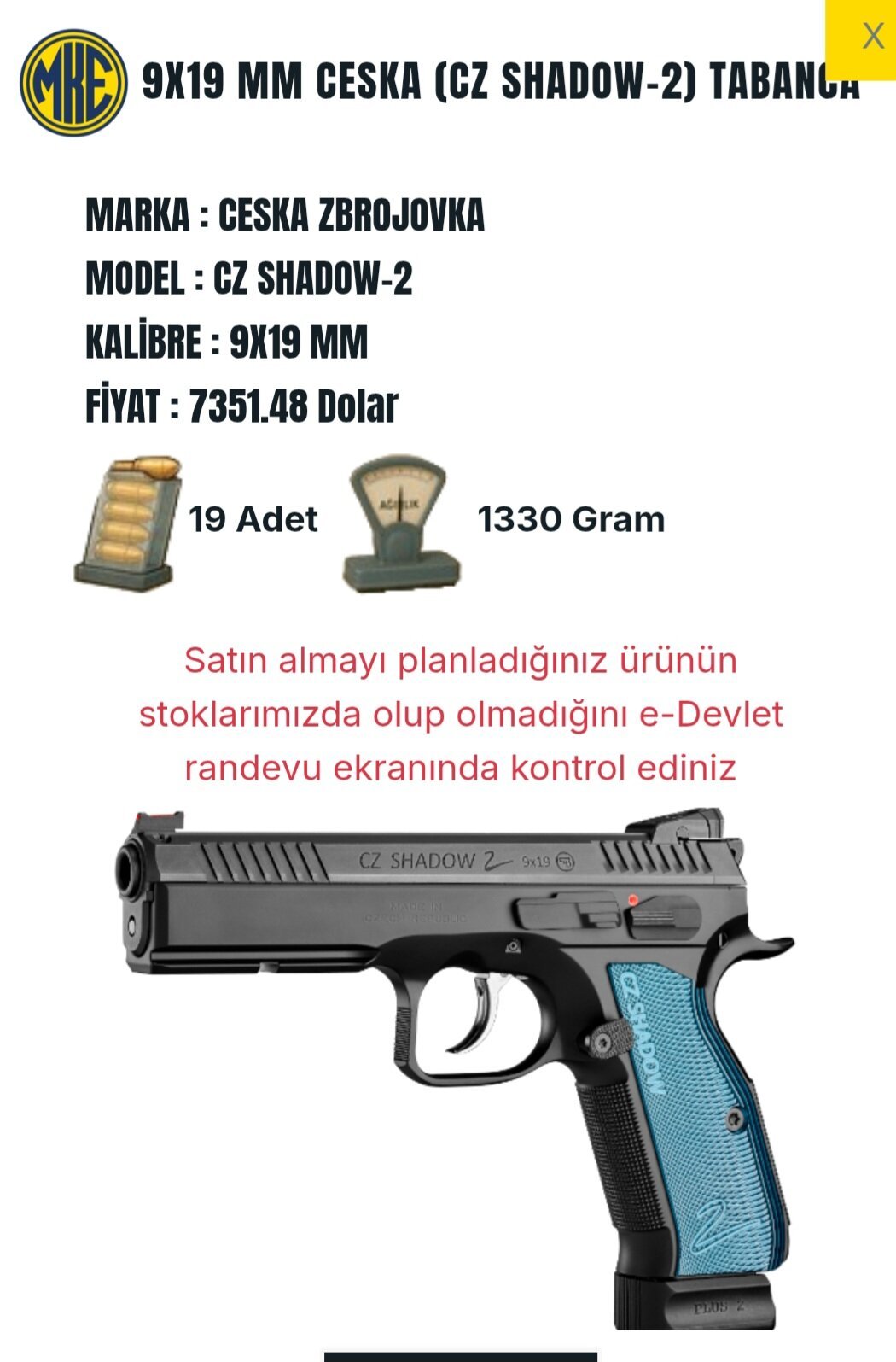Satılık TABANCA – CZ Shadow 2 – 9mm (9x19mm) – Taşıma Ruhsatlı – Diyarbakır – İlan 18713 – Görsel 18714