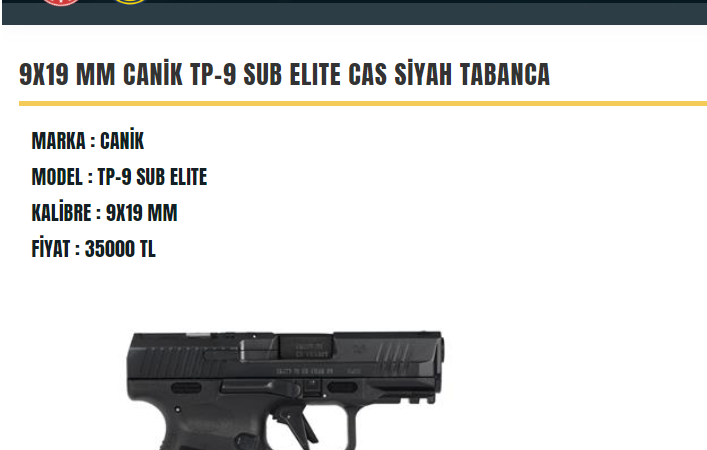 Satılık TABANCA – Canik TP – 9mm (9x19mm) – Taşıma Ruhsatlı – Eskişehir – İlan 8493 – Görsel 21630