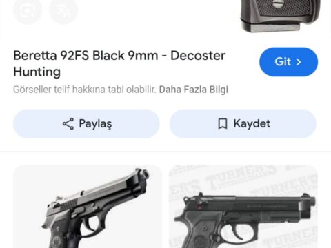 Satılık TABANCA – Beretta 92 – 9mm (9x19mm) – Taşıma Ruhsatlı – Bolu – İlan 24225 – Görsel 24226