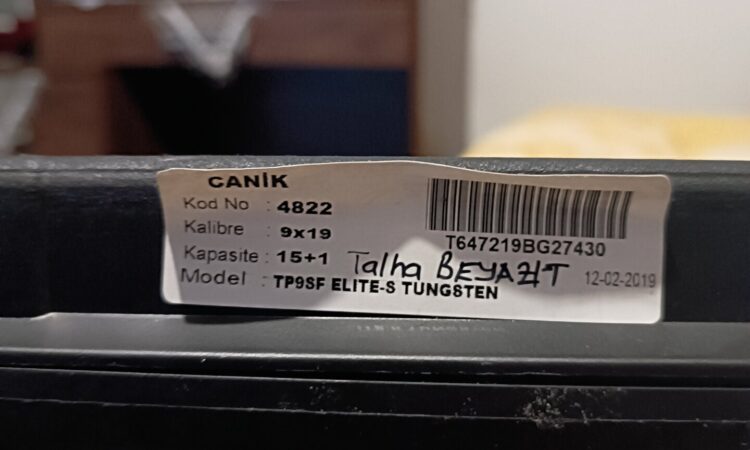 Satılık TABANCA – Canik TP – 9mm (9x19mm) – Taşıma Ruhsatlı – Bursa – İlan 25860 – Görsel 25861