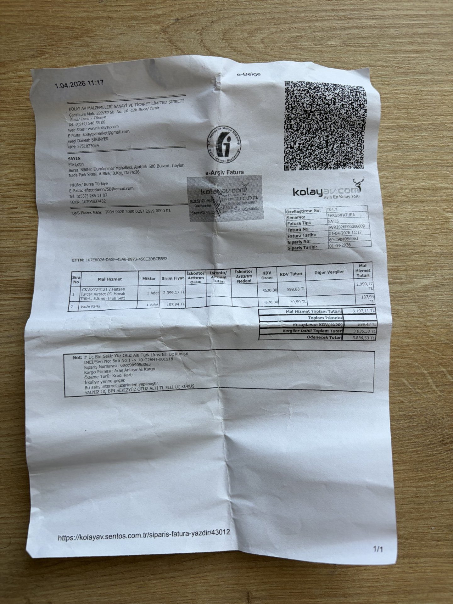 Satılık Havalı Tüfek – Hatsan – 5.5mm (.22) – Bursa – İlan 35165 – Görsel 35167