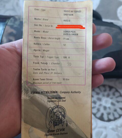 Satılık YİVSİZ TÜFEK – Huğlu 104 A – 12 Kalibre – İstanbul – İlan 39599 – Görsel 39607